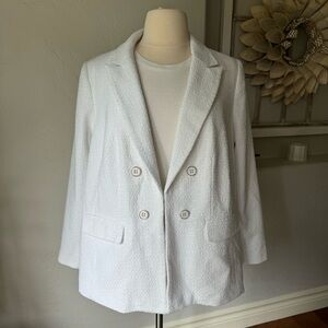 Liz Claiborne Womens‎ White Wool Blend Tweed Double Breasted Jacket Size 20W NWT